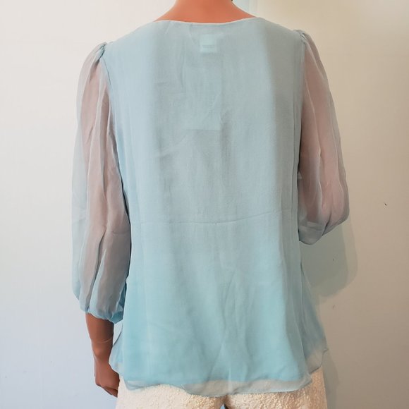 NWT Sundance 100% silk baby blue top, Size PM. - Picture 12 of 12